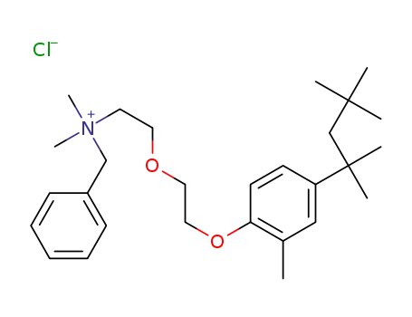 Molecular Structure of 101912-16-7 (Benzenemethanaminium,N,N-dimethyl-N-[2-[2-[2-methyl-4-(1,1,3,3-tetramethylbutyl)phenoxy]ethoxy]ethyl]-,chloride (1:1))