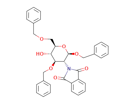 Molecular Structure of 80035-36-5 (Benzyl 2-Deoxy-2-phthalimido-3,6-di-O-benzyl--D-glucopyranoside)
