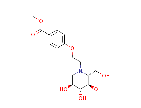 Benzoic acid,4-[2-[(2R,3R,4R,5S)-3,4,5-trihydroxy-2-(hydroxymethyl)-1-piperidinyl]ethoxy]-,ethyl ester