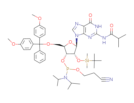 Guanosine,5'-O-[bis(4-methoxyphenyl)phenylmethyl]-2'-O-[(1,1-dimethylethyl)dimethylsilyl]-N-(2-methyl-1-oxopropyl)-,3'-[2-cyanoethyl bis(1-methylethyl)phosphoramidite] (9CI)
