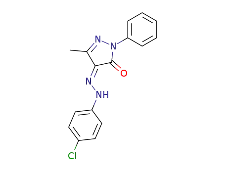 Molecular Structure of 112996-61-9 (1H-Pyrazole-4,5-dione, 3-methyl-1-phenyl-,
4-[(4-chlorophenyl)hydrazone], (Z)-)