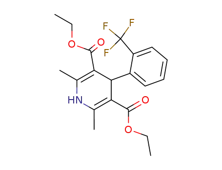 Molecular Structure of 23191-75-5 (diethyl 2,6-dimethyl-4-[2-(trifluoromethyl)phenyl]-1,4-dihydropyridine-3,5-dicarboxylate)