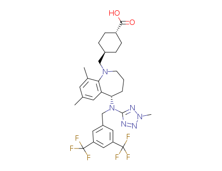 Evacetrapib(LY2484595);Cyclohexanecarboxylicacid,4-[[(5S)-5-[[[3,5-bis(trifluoromethyl)phenyl]methyl](2-methyl-2H-tetrazol-5-yl)amino]-2,3,4,5-tetrahydro-7,9-dimethyl-1H-1-benzazepin-1-yl]methyl]-,tra