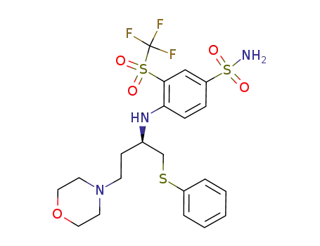 Molecular Structure of 1027345-12-5 (4-[[(1R)-3-(4-Morpholinyl)-1-[(phenylthio)methyl]propyl]amino]-3-trifluoromethylsulfonyl-benzenesulfonamide)