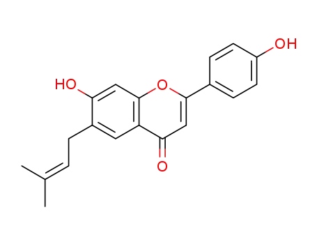 Molecular Structure of 61153-77-3 (4H-1-Benzopyran-4-one,7-hydroxy-2-(4- hydroxyphenyl)-6-(3-methyl-2-butenyl)- )