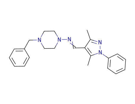 (E)-N-(4-benzylpiperazin-1-yl)-1-(3,5-dimethyl-1-phenylpyrazol-4-yl)methanimine