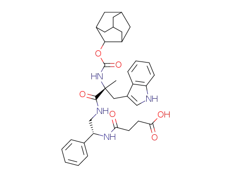 Molecular Structure of 130332-27-3 (4-[[(1R)-2-[[(2R)-3-(1H-INDOL-3-YL)-2-METHYL-1-OXO-2-[[(TRICYCLO[3.3.1.13,7]DEC-2-YLOXY)CARBONYL]AMINO]PROPYL]AMINO]-1-PHENYLETHYL]AMINO]-4-OXOBUTANOIC ACID)