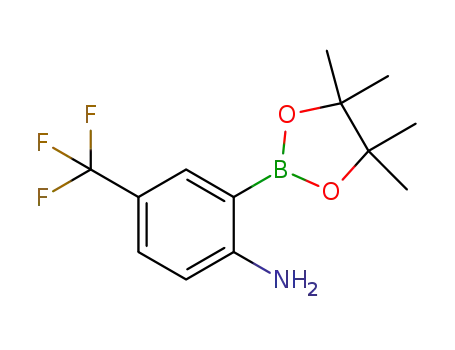 Molecular Structure of 1058062-64-8 (2-(4,4,5,5-TetraMethyl-1,3,2-dioxaborolan-2-yl)-_4-(trifluoroMethyl)_benzenaMine)