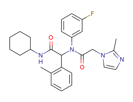 N-Cyclohexyl-2-(N-(3-fluorophenyl)-2-(2-methyl-1H-imidazol-1-yl)acetamido)-2-o-tolylacetamide