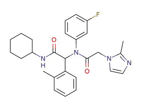Molecular Structure of 1355326-35-0 (N-Cyclohexyl-2-(N-(3-fluorophenyl)-2-(2-methyl-1H-imidazol-1-yl)acetamido)-2-(o-tolyl)acetamide)