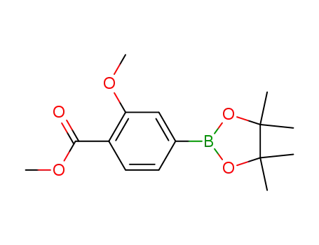Molecular Structure of 603122-40-3 (3-METHOXY-4-METHOXYCARBONYLPHENYLBORONIC ACID, PINACOL ESTER)