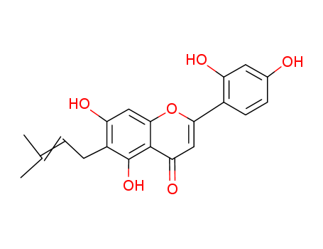 4H-1-Benzopyran-4-one, 2- (2,4-dihydroxyphenyl)-5, 7-dihydroxy-6-(3-methyl-2-butenyl)- cas  3162-09-2