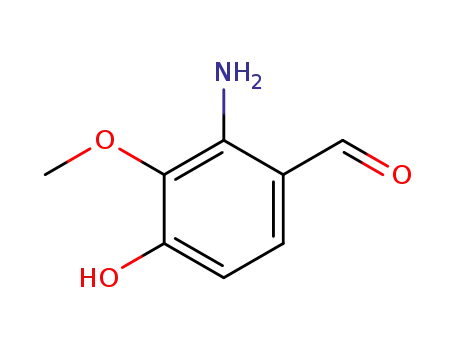 Molecular Structure of 89984-23-6 (Benzaldehyde, 2-amino-4-hydroxy-3-methoxy-)