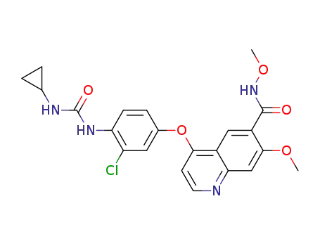 Molecular Structure of 417717-44-3 (6-Quinolinecarboxamide,
4-[3-chloro-4-[[(cyclopropylamino)carbonyl]amino]phenoxy]-N,7-dimeth
oxy-)
