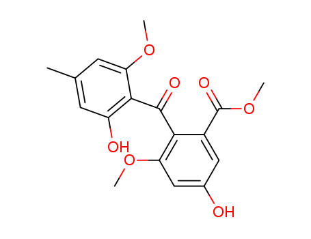 Benzoic acid,
5-hydroxy-2-(2-hydroxy-6-methoxy-4-methylbenzoyl)-3-methoxy-, methyl
ester