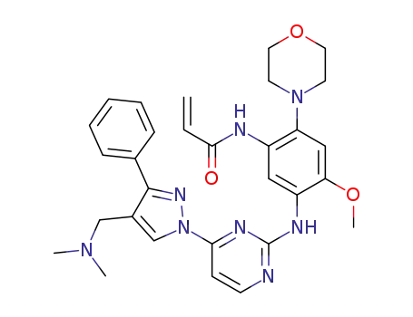 Molecular Structure of 1903008-80-9 (N-{5-[(4-{4-[(dimethylamino)methyl]-3-phenyl-1H-pyrazol-1-yl}-2-pyrimidinyl)amino]-4-methoxy-2-(4-morpholinyl)phenyl}acrylamide)