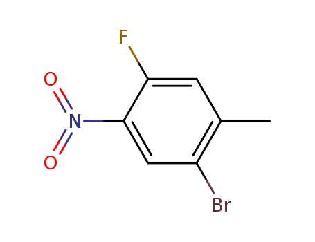 Molecular Structure of 170098-98-3 (1-Bromo-4-fluoro-2-methyl-5-nitrobenzene, 5-Bromo-2-fluoro-4-methylnitrobenzene)