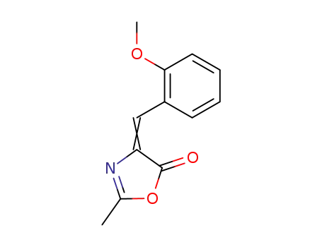 Molecular Structure of 74169-01-0 (5(4H)-Oxazolone, 4-[(2-methoxyphenyl)methylene]-2-methyl-)