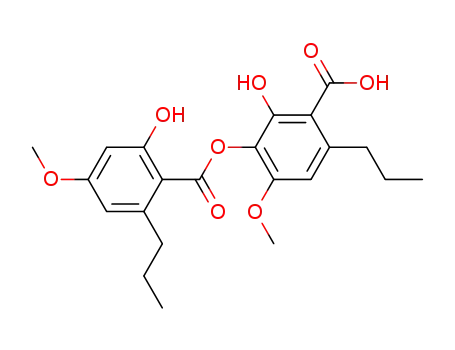 Molecular Structure of 607-11-4 (2-Hydroxy-3-[(2-hydroxy-4-methoxy-6-propylbenzoyl)oxy]-4-methoxy-6-propylbenzoic acid)