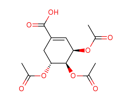 Molecular Structure of 98167-08-9 ((3R,4S,5R)-3,4,5-triacetoxycyclohex-1-ene-1-carboxylic acid)