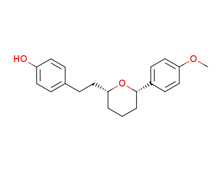 Molecular Structure of 30358-99-7 (4-{2-[(2R)-6-(4-methoxyphenyl)tetrahydro-2H-pyran-2-yl]ethyl}phenol)