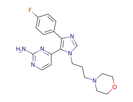 Molecular Structure of 165806-48-4 (4-[4-(4-Fluorophenyl)-1-[3-(4-morpholinyl)propyl]-1H-imidazol-5-yl]pyrimidin-2-amine)
