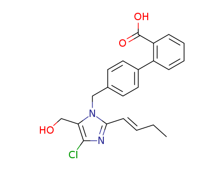 Molecular Structure of 114798-32-2 ([1,1'-Biphenyl]-2-carboxylicacid,4'-[[2-(1E)-1-buten-1-yl-4-chloro-5-(hydroxymethyl)-1H-imidazol-1-yl]methyl]-)