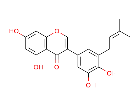 Molecular Structure of 116709-70-7 (5'-(3-Methyl-2-butenyl)-3',4',5,7-tetrahydroxyisoflavone)