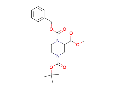 Molecular Structure of 126937-42-6 (METHYL N-4-BOC-N-1-CBZ-2-PIPERAZINECARBOXYLATE)