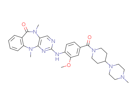 6H-Pyrimido[4,5-b][1,4]benzodiazepin-6-one, 5,11-dihydro-2-[[2-methoxy-4-[[4-(4-methyl-1-piperazinyl)-1-piperidinyl]carbonyl]phenyl]amino]-5,11-dimethyl-