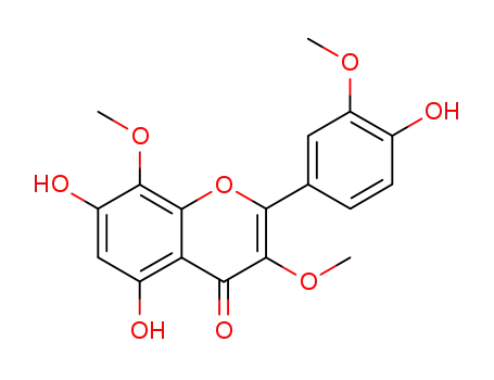 Molecular Structure of 14965-08-3 (5,7-dihydroxy-2-(4-hydroxy-3-methoxyphenyl)-3,8-dimethoxy-4H-chromen-4-one)