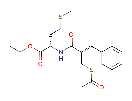 Molecular Structure of 136511-43-8 (ethyl N-[(2S)-3-(acetylsulfanyl)-2-(2-methylbenzyl)propanoyl]-L-methioninate)