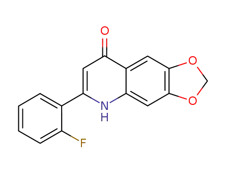 Molecular Structure of 154554-41-3 (2-(2-fluorophenyl)-6,7-methylenedioxy-2-4-quinolone  hydrate,  NSC  656158)