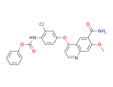 Molecular Structure of 417722-95-3 (phenyl (4-((6-carbamoyl-7-methoxyquinolin-4-yl)oxy)-2-chlorophenyl)carbamate)