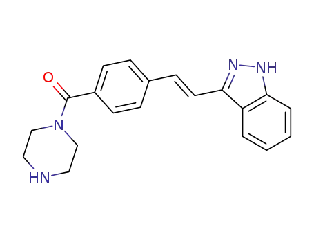 Molecular Structure of 841258-76-2 (1-[4-[(1E)-2-(1H-Indazol-3-yl)ethenyl]benzoyl]piperazine)