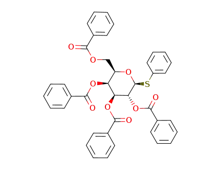 Molecular Structure of 65236-86-4 (.alpha.-D-Glucopyranoside, phenyl 1-thio-, tetrabenzoate)