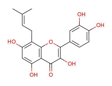Molecular Structure of 143724-75-8 (4H-1-Benzopyran-4-one,
2-(3,4-dihydroxyphenyl)-3,5,7-trihydroxy-8-(3-methyl-2-butenyl)-)