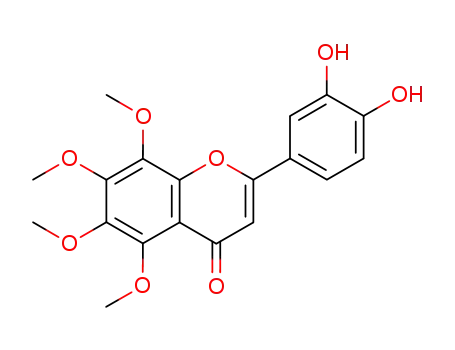 Molecular Structure of 80140-31-4 (4H-1-Benzopyran-4-one, 2-(3,4-dihydroxyphenyl)-5,6,7,8-tetramethoxy-)