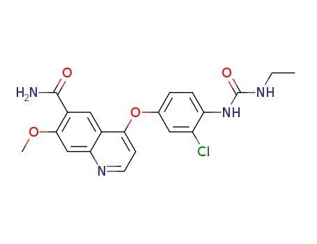 Molecular Structure of 417719-46-1 (6-Quinolinecarboxamide,
4-[3-chloro-4-[[(ethylamino)carbonyl]amino]phenoxy]-7-methoxy-)