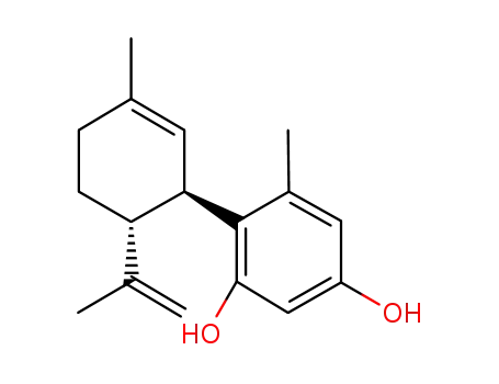 Molecular Structure of 317321-41-8 (5-METHYL-4-[(1R,6R)-3-METHYL-6-(1-METHYLETHENYL)-2-CYCLOHEXEN-1-YL]-1,3-BENZENEDIOL)