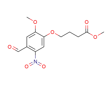 Molecular Structure of 176375-42-1 (Butanoic acid, 4-(4-formyl-2-methoxy-5-nitrophenoxy)-, methyl ester)