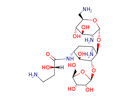 D-epi-Inositol,O-2,6-diamino-2,6-dideoxy-a-D-glucopyranosyl-(1®6)-O-[b-D-xylofuranosyl-(1®1)]-5-amino-3-[[(2S)-4-amino-2-hydroxy-1-oxobutyl]amino]-3,4,5-trideoxy-(9CI)