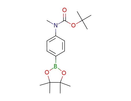 Molecular Structure of 916587-44-5 (Methyl-[4-(4,4,5,5-tetramethyl-[1,3,2]dioxaborolan-2-yl)-phenyl]-carbamic acid tert-butyl ester)