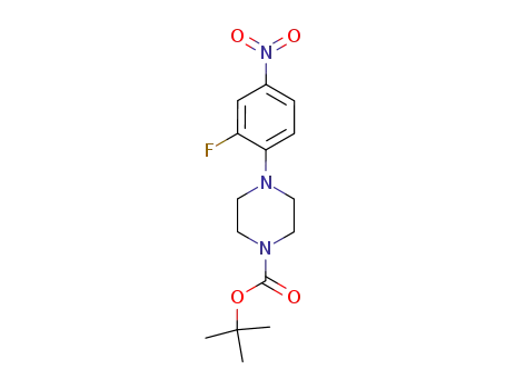 Molecular Structure of 154590-34-8 (tert-Butyl 4-(2-fluoro-4-nitrophenyl)piperazine-1-carboxylate)
