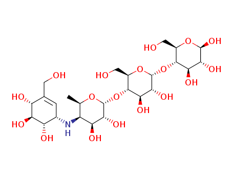 D-Glucose,O-4,6-dideoxy-4-[[(1S,4R,5S,6S)-4,5,6-trihydroxy-3-(hydroxymethyl)-2-cyclohexen-1-yl]amino]-a-D-glucopyranosyl-(1®4)-O-a-D-glucopyranosyl-(1®4)-