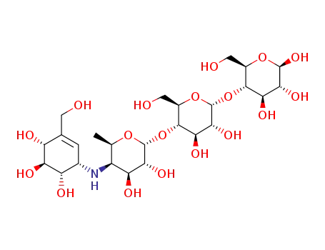 D-Glucose,O-4,6-dideoxy-4-[[(1S,4R,5S,6S)-4,5,6-trihydroxy-3-(hydroxymethyl)-2-cyclohexen-1-yl]amino]-a-D-glucopyranosyl-(1&reg;4)-O-a-D-glucopyranosyl-(1&reg;4)-