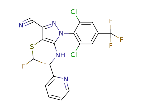 Molecular Structure of 394730-71-3 (1-[2,6-dichloro-4-(trifluoromethyl)phenyl]-4-[(difluoromethyl)sulfanyl]-5-[(pyridin-2-ylmethyl)amino]-1H-pyrazole-3-carbonitrile)