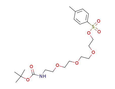 Molecular Structure of 1246999-33-6 (2-(2-(2-(2-((tert-butoxycarbonyl)amino)ethoxy)ethoxy)ethoxy)ethyl-(4'-methylbenzolsulfonate))