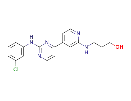 Molecular Structure of 164658-13-3 (3-[[4-[2-[(3-Chlorophenyl)amino]-4-pyrimidinyl]-2-pyridinyl]amino]-1-propanol)