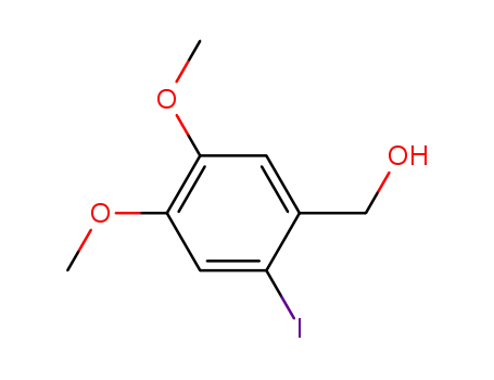 Molecular Structure of 110451-87-1 (Benzenemethanol, 2-iodo-4,5-dimethoxy-)